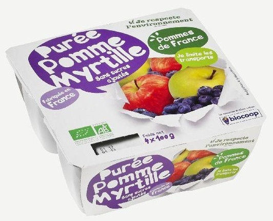 Purée de pomme myrtille 4x100g Purée de pomme myrtille 4x100g