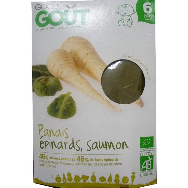 Good gout : Panais, épinards et saumon ( dès 6 mois ) 190g Good gout : Panais, épinards et saumon ( dès 6 mois ) 190g